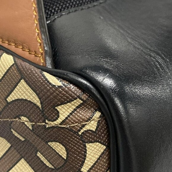 Auth BURBERRY LONDON ENGLAND TB monogram 8021277 Dark Brown White Multi PVC - Picture 3 of 16